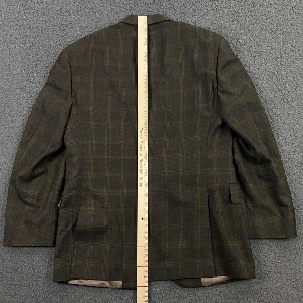 Hart Schaffer Marx Blazer size 40R Travelor Plaid Wool Brown Suit Jacket‎